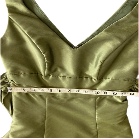 Davids Bridal D02101 Green Fit and Flare Dress Bridesmaid Short Gown 2/S NWOT - Picture 6 of 16